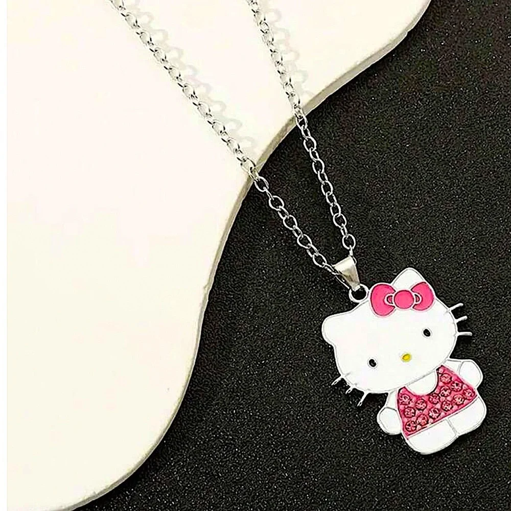 Silver Pink Zircon Enamel Necklace